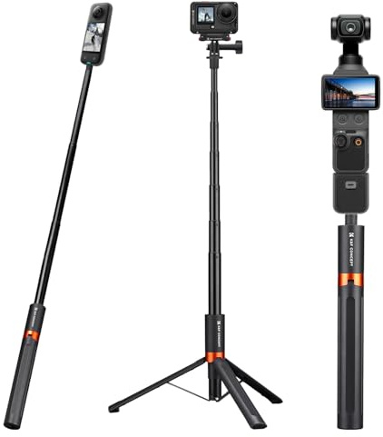 K&F CONCEPT 168 cm Selfie-Stick, 2-in-1Selfie Stick Stativ für Actionkamera | Unsichtbarer Selfiestick für Insta360 X6/X5/X4/X4 Air/Ace Pro 2, Luna Ultra, Pocket 4P/4/3, Osmo Action 5 Pro/6/4, JF-105L