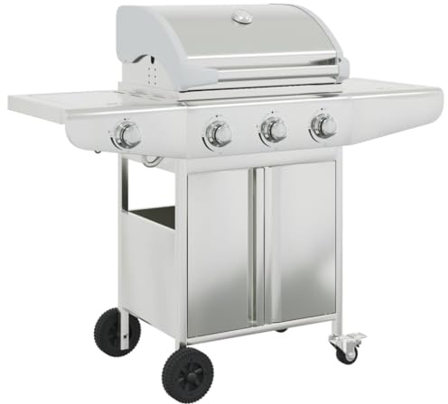 Gas BBQ Grill 4 Burners Silver Stainless Steel