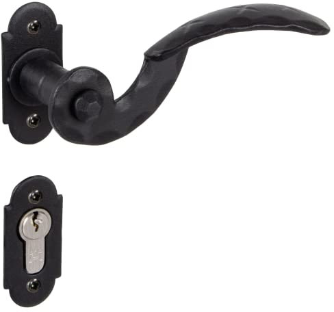 Gedotec Manilla para puerta de hierro forjado herraje para puerta negro antiguo manilla para puerta de habitación en roseta - Milano | PZ - cylinder
