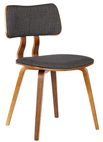 Armen Living Jaguar Dining Chair in Charcoal Fabric and Walnut Wood Finish,Charcoal/Walnut Finish 20D x 18W x 29H in