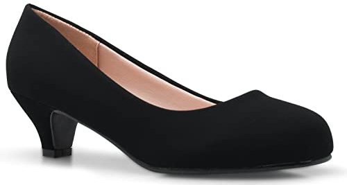 OLIVIA K Womens Classic Closed Toe Kitten Heel Pumps | Dress, Work, Party Low Heeled (8, Charcoal Nubuck, numeric_8)