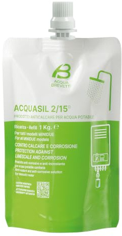 Acqua Brevetti Acquasil 2/15® PC104 Recharge sac de 1 kg pour pompes doseuses Minidue et Minidrop, anticalcaire, anti-corrosion, eau potable