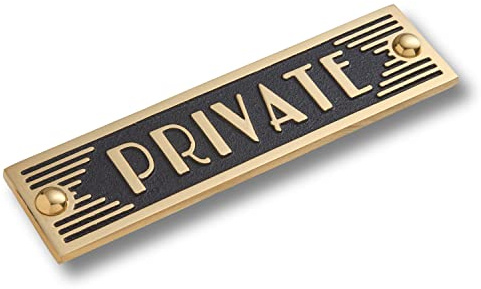 The Metal Foundry Private Metal Door Sign. Art Deco Style Home Decor Accessories Door Or Wall Brass Plaque. Handmade In England.