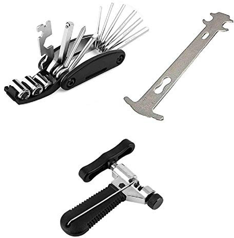 Qplcdg Fahrrad-Multitool Set,16 in 1 Multifunktionswerkzeug + Kettennieter + Kette Checker.