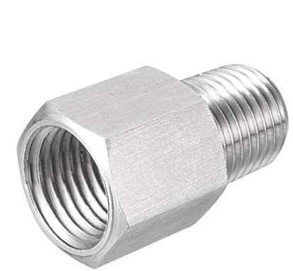 sourcing map Reduzierstück 1/4 PT-Stecker auf M14x1,5-Buchse | Edelstahl für Wasser-Öl-Luftdruckmesser