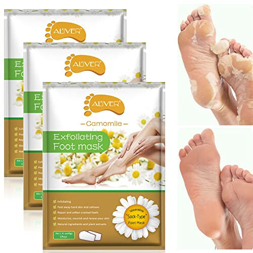 Foot Peel Mask, Exfoliating Foot Mask for Soft Baby Feet Repair Heels & Removes Dry Dead Skin Feet Peeling Socks Foot Treatment for Hard Skin, 3 Pairs