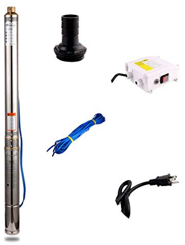 SHYLIYU 3 Bore Stainless Steel Deep Well Pump 110V/60HZ 0.5HP Impeller Multistage Centrifugal Submersible Water Pump Max Lift 216ft 16GPM 1with Controller box for Industrial Agricultural Home Garden