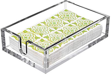 CY craft Acrylic Guest Towel Napkin Holder,Clear Bathroom Paper Hand Towels Storage Tray Modern Buffet Napkin Caddy,Fancy Flat Napkin Holders For Kitchen or Dining Room,9x5.5x2.5 Inch,Pack of 1