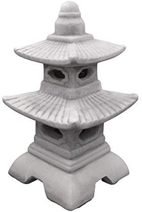 gartendekoparadies.de Japanese pagoda with eight windows stone lantern, H. 40 cm, 11 kg, gray, frost-proof made of cast stone for outdoor use