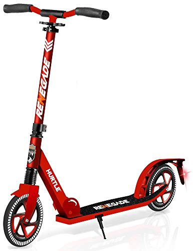 Hurtle Trottinette 2 Roues Réglable – Scooter Pliable Portable avec Guidon T-Bar, Plateau Antidérapant, Pour Enfants Adolescents Adultes, Sangle de Transport Incluse