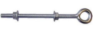 Boulon à œil en acier ZP soudé avec écrous de 300 mm et 2 rondelles