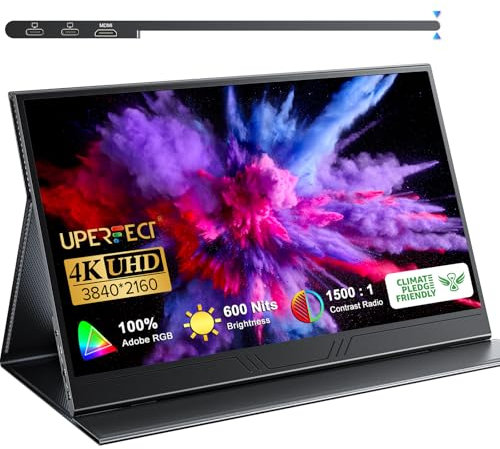 UPERFECT True 4K Portable Monitor QLED, 15.6” 600 Nits 100% AdobeRGB
