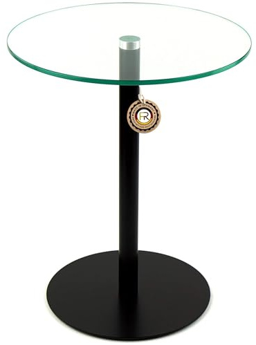 freeroom24 Designer Beistelltisch Glas Schwarz Matt 50x50x80cm - Wohnzimmertisch - Stabiler Couchtisch - praktischer Coffee Table rund - Kleiner Kaffeetisch - Glastisch - Sofatisch - Made in Germany