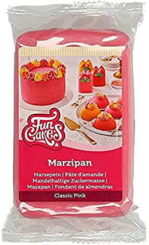 FunCakes Marzipan, Classic Pink, 250 g | Mandelhaltige Zuckermasse, Holländisches Marzipan, Einfach zu verwenden und geschmeidig, perfekt zum Dekorieren von Kuchen