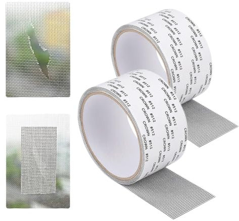 Cinta para Reparar Mosquiteras,2 piezas Fibra de Vidrio Cinta Adhesiva,Reparación de Pantalla de Ventana y Puerta,Adecuado para Ventanas, Puertas y Agujeros para Evitar La Cría de Mosquitos