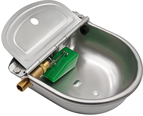 Abreuvoir Automatique en Acier Inoxydable pour Bétail, Élevage et Animaux, avec Robinet Flotteur en Laiton Réglable 1/2 et Bouchon de Vidange pour Chevaux, Chèvres, Moutons et Chiens