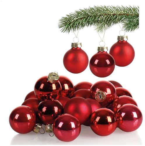 COM-FOUR® 20x Mini-Christbaumkugeln aus Glas, kleine Weihnachtskugeln | Baumschmuck für den Weihnachtsbaum - Ø 3 cm