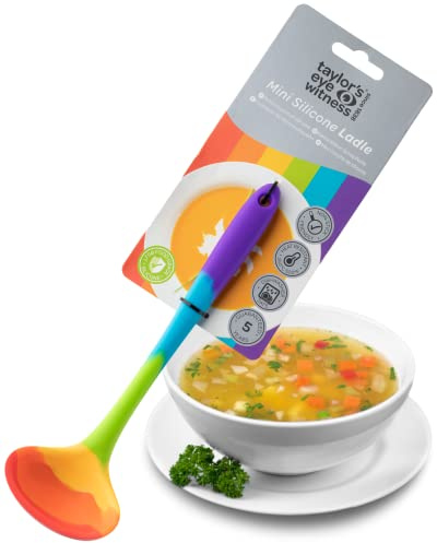 Taylors Eye Witness Rainbow Mini Silicone Ladle Spoon - Dishwasher Safe. Perfect for Non-Stick Pans. Hygienic Alternative to Wood. Odour, Stain & Heat Resistant (260°C/500°F). 5 Year Guarantee.