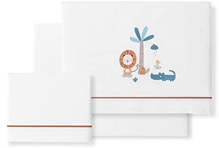 Bettwäsche für Kinderbett, Löwe, Palme, Weiß, Orange