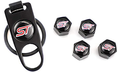ST Ventilkappen Logo Auto Reifen Rad Reifen Stamm Air Cap Abdeckungen (Schwarz)