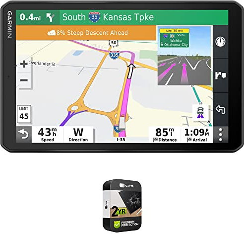 Garmin 010-02314-00 dezl OTR800 8 GPS Truck Navigator Bundle with Premium 2YR CPS Enhanced Protection Pack (Renewed)