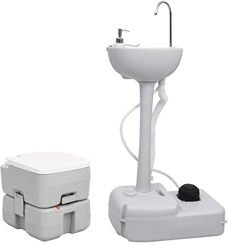 vidaXL Set Toilette da Campeggio Portatile e Supporto Lavamani