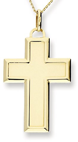 Generisch Echt 585 Gold ANHÄNGER, KREUZ Gelbgold 14 Karat, Kinder Taufe, Komunion