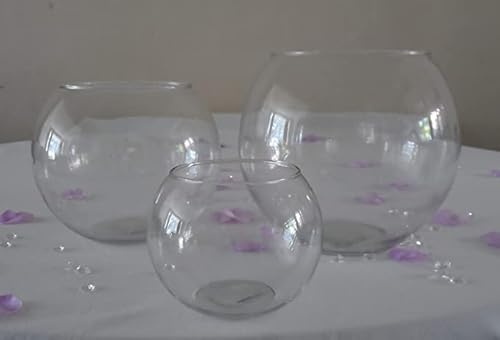 Clear Glass Flower Round Ball Vase Fish Bowl Table Centrepiece - 3 sizes (Large - 25 cm)