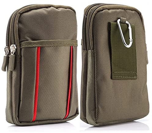 Midjeväskor för män liten mobiltelefon, mobilväska med bältesklämma män, 15 cm utomhus camping midjeväska dubbel dragkedja mobilväska med bältesögla smartphone-väska plånbok mobiltelefonhållare