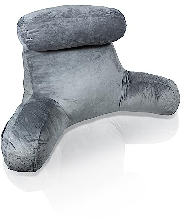 Aidapt Lesekissen mit Abnehmbarer Kopfstütze. Stützkissen mit Armlehnen, Lendenwirbelsäule, Rücken, Bettruhe, Gaming, 2 Taschen, waschbarer Bezug, Tragegriff, Sit-Up-Kissen, geschredderter