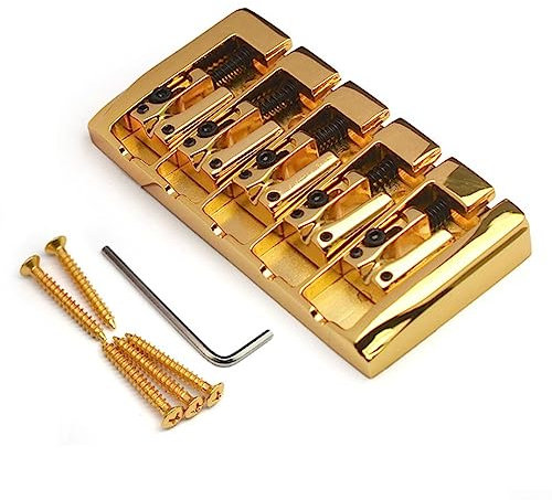 RANRAO 5 Saiten Feste Brücke für E-Bass Gitarre Teile Zubehör, 5 Saiten Brücke Feste Feste Feste Für 5 Saiten Bass Dual Use Gitarre Teile