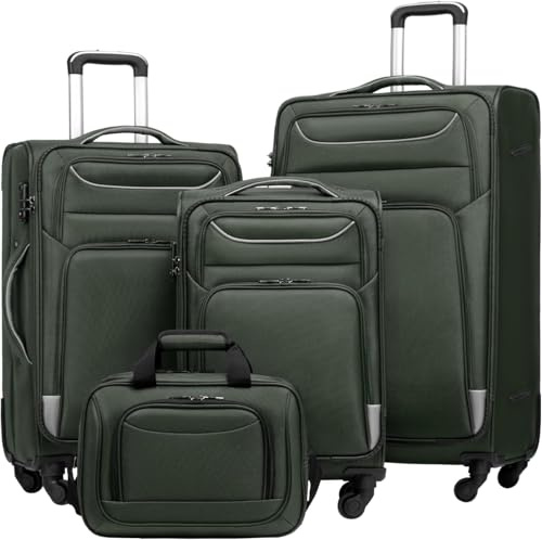 COOLIFE Kofferset 4 teilig Weichgepäck 58/66/80cm und 1 Große Umhängetasche