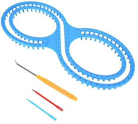 Ejoyous Strickwebstuhl, 8-förmiges Strickrahmen Webstuhl-Kit Lange Strickringe mit Häkelnadeln Knitting Set Strickring Set für DIY-Decken Socken Schals Mützen Basteln