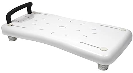 LILIIN Badkarsbräda 70 cm lång, badkarssäte för äldre, badkarsstol, sittbräda med tvålkopp och svart handtag, stol för badrum, upp till max 150 kg