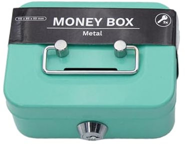 Caja de metal para dinero y llaves, caja de seguridad de almacenamiento de estaño, caja de metal para efectivo, caja de dinero con cerradura de llave, alcancía de monedas para niños y adultos, ventas