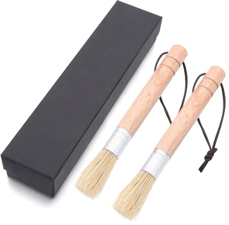 Dazzleimart 2Pcs Cleaning Brush for Sewing Machine, Wooden Handle Lint Brush with Hanging Strap, Soft Brush Hair for Brushing Lint Out of Sewing Machines, Sewing Tools (Beech Wood)