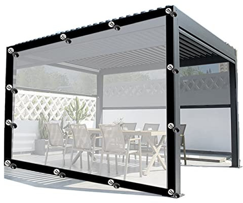 Abdeckplane, wasserdicht, transparent, LKW-Plane, Sonnenschutz mit Ösen, geeignet für Gewächshäuser, Balkone, Gartenhäuser (Farbe: transparent, Größe: 2 x 3 m)