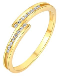 KnSam Gelbgold Au750 Ring, Klassiker Hochzeitsring mit Diamant in Ovalschliff, 18K Gold Freundschaftsringe Hochzeitsband Echt Goldschmuck