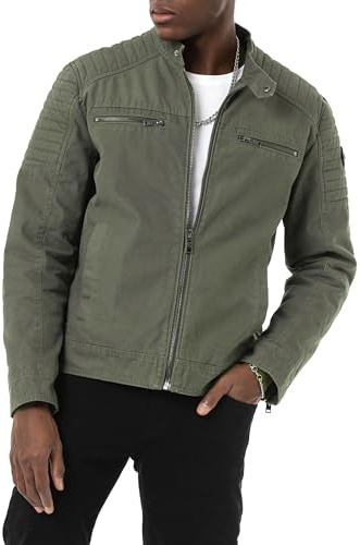 Red Bridge herrjacka jeansjacka bikerjacka bomull, OLIV, S