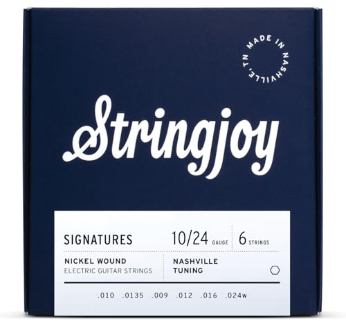 Stringjoy Signatures 10-24 Nashville tuning guitar strings – Nickel Wound Electric Guitar Strings - Excellent Feel & Shimmering Tone for Nashville Tuning, Electric 6 String Set, 1-Pack