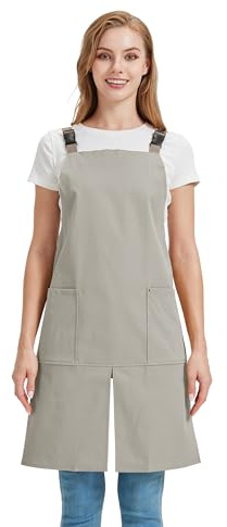 Nanxson Unisex Schürze Frauen Kochenschürze verstellbare Schlitz Lätzchen | Arbeitsschürze mit 2 Taschen, Gartenschürze mit Schnalle an der Taille, für Küche, Restaurant, Kaffee