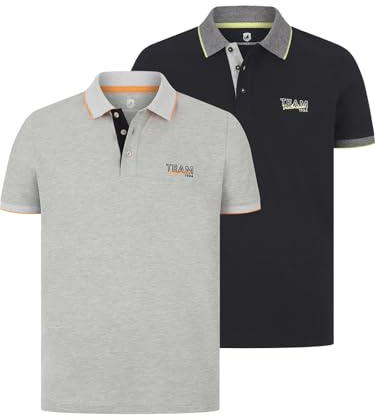 Jan Vanderstorm Herren Doppelpack Poloshirt Haraldfred | Baumwoll-Piqué Shirts mit Kontrastdetails, atmungsaktiv, klassischer Kragen, vielseitig für Freizeit & Alltag, L–7XL