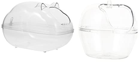 SEWOART 2stücke Hamsterbadezimmer Aus Kunststoff Transparent Für Kleine Haustiere Wie Hamster Und Chinchillas Sandbadbehälter Für Hamsterzubehör