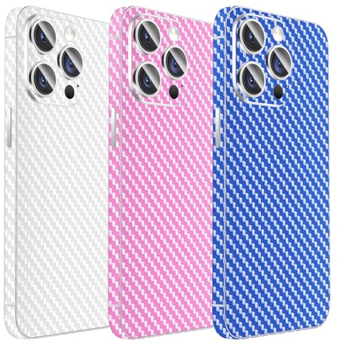 Kucheed 3 Stück Funkelnder Skin Schutz Kompatibel für iPhone 14, Glänzend Faser Genarbter Aufkleber für die Kanten, Passgenauer Rückenschutz/Luxus-Hüllen/Glitzernde Handy Dekoration