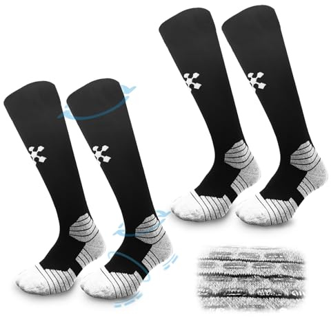 FIBOGOUP 2 Paar Fußballsocken Kinder Herren Stutzen - Fußball Stutzen EU 32-44 - Anti-Rutsch Trainingssocke Stutzenstrumpf - Sportsocken für Fußball, Laufen, Training