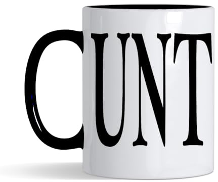 Adult Humour Rude Gift Cup Ceramic UNT C*NT Inside Colour and Handle Ceramic Coffee Tea Mug Cup (Black)