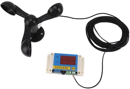 TIEOAXFT Alarm Wind Speed Meter 3 Fan Blades Tower Crane Anemometer Plastic Anti Interference 360 Degeree Measurement for Windsurfing