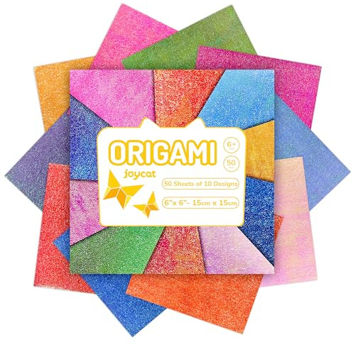 JoyCat Strukturiertes Origami-Papier, 15,2 x 15,2 cm, 50 Blatt, langlebig und reißfest, mit künstlerischen Mustern, Premium-Bastelpapier für Anfänger & Experten