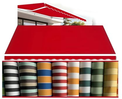 Tela Di Protezione for Ombra Da Sole All'aperto Tessuto Di Tenda Da Sole Sostitutivo Facile Da Installare, Facile Da Pulire for Negozi Di Ristoranti Personalizzabili (solo Tessuto)(Red,19.6x11.5ft)