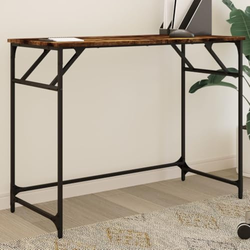 KTHLBRH Escritorio Madera ingeniería y Acero Roble Ahumado Escritorio de Oficina Moderno, Mesa de Estudio Compacta con Tablero Robusto y Estructura Estable 100x45x76 cm